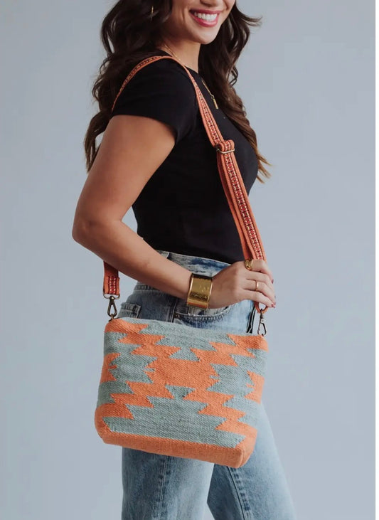 Slate & Orange Aztec Crossbody