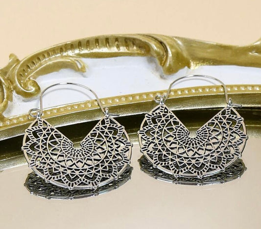 Beautiful Boho Silver Drop Earrings