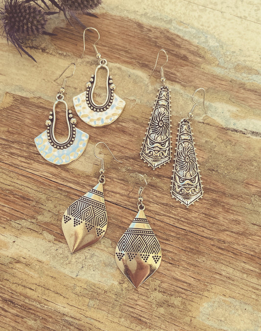 Beautiful Boho Silver Earring Set