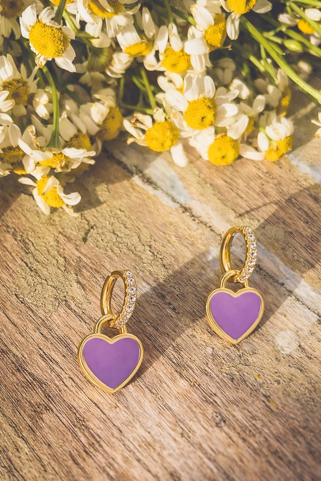 Adorable Gold and Purple Heart Huggies