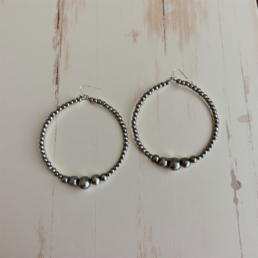 Beautiful Navajo Pearl Hoop Earrings