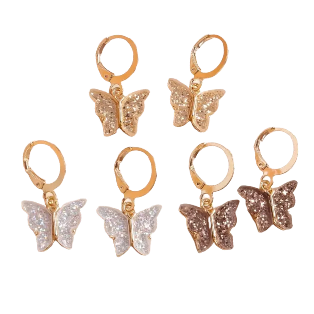 Beautiful Glitter Butterfly Huggie Earrings