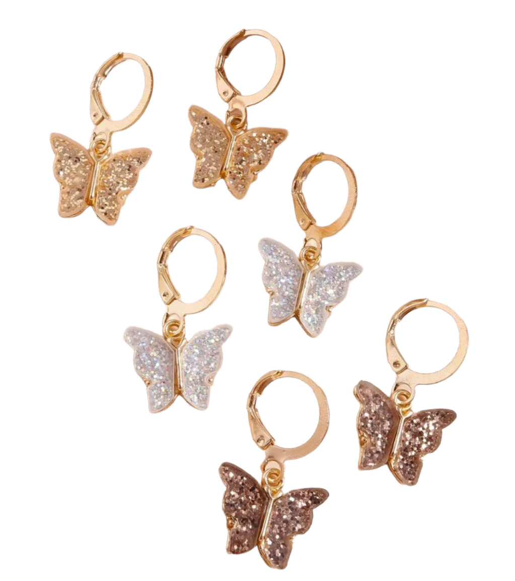 Beautiful Glitter Butterfly Huggie Earrings