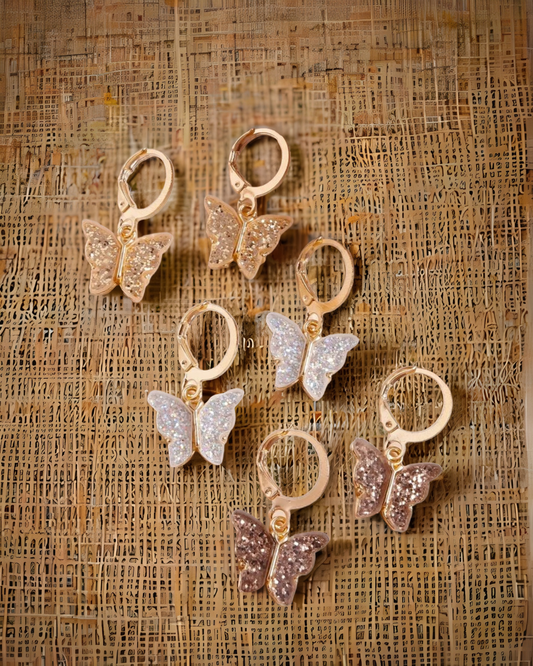 Beautiful Glitter Butterfly Huggie Earrings