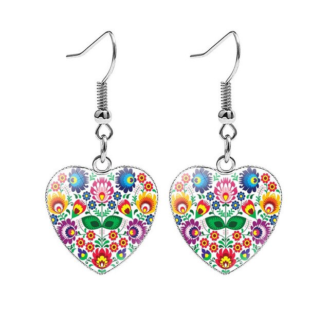 Beautiful Folk Style Heart Earrings