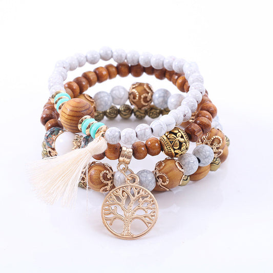 Beautiful White Tree of Life Bracelet Set